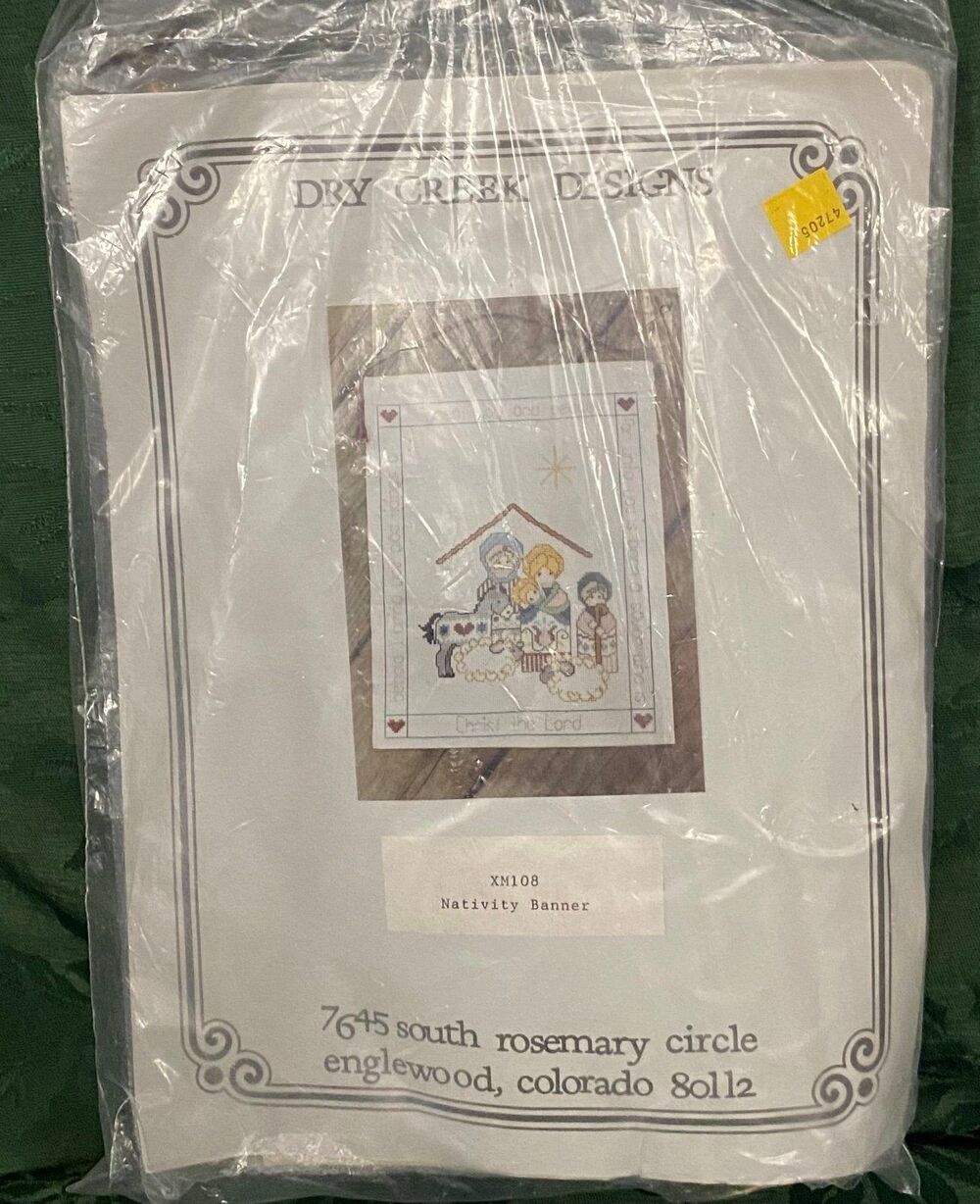 Needlepoint Nativity Banner w/ Brass Horn Dry Creek Designs New Embroidery Kit